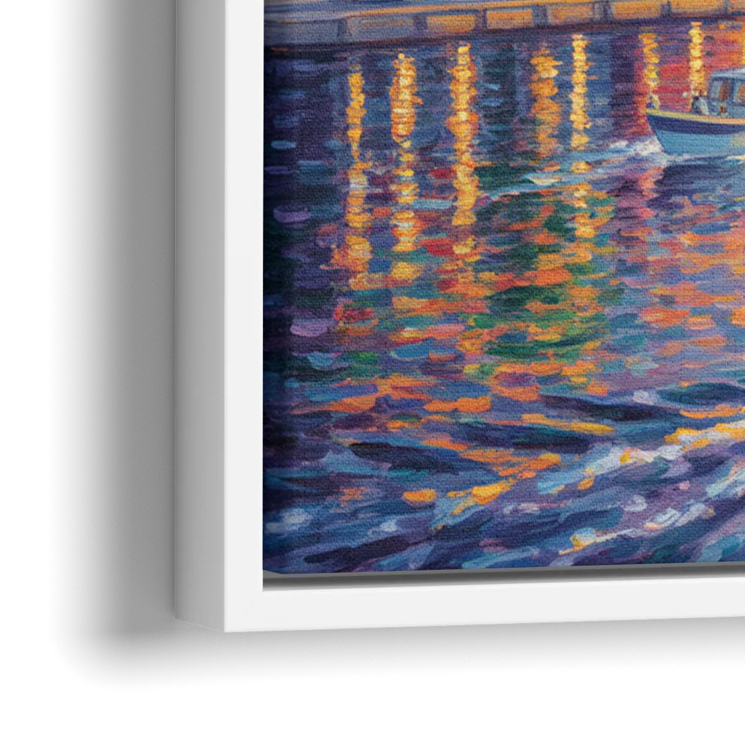 Quebec City Riverfront - Close-Up White Frame Canvas