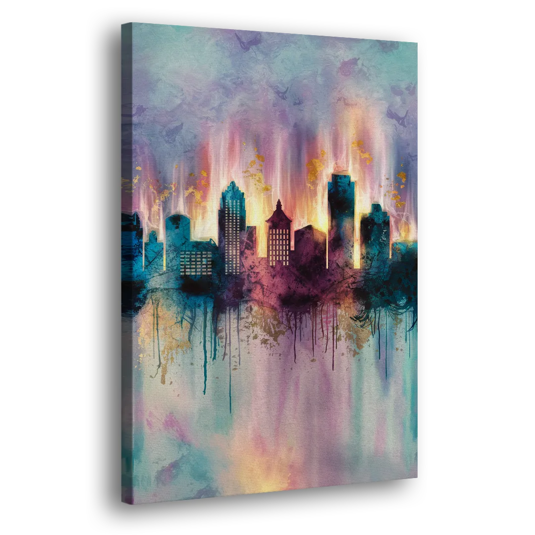 Richmond Skyline Glow - Canvas Print Art Sides