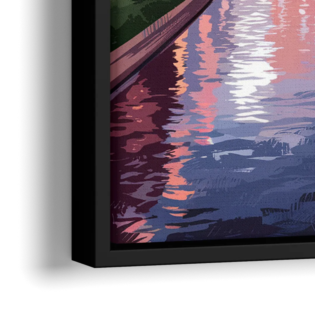 Columbus Downtown Panorama - Close-Up Black Frame Canvas