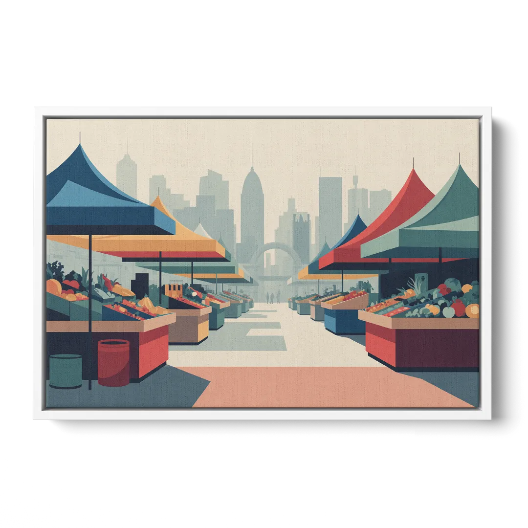 Jean Talon Market - White Frame Canvas