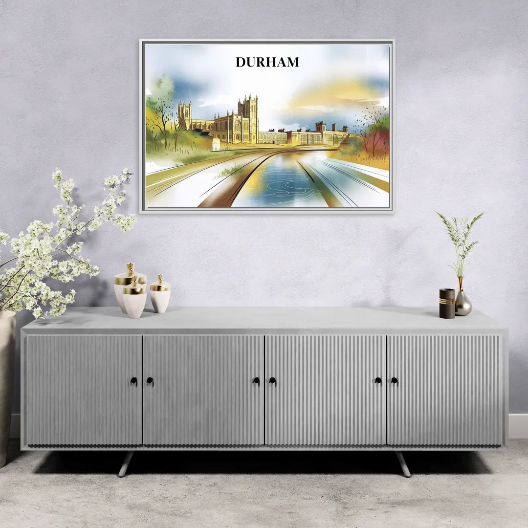 Durham Cultural Landmarks - Living Room White Frame Canvas