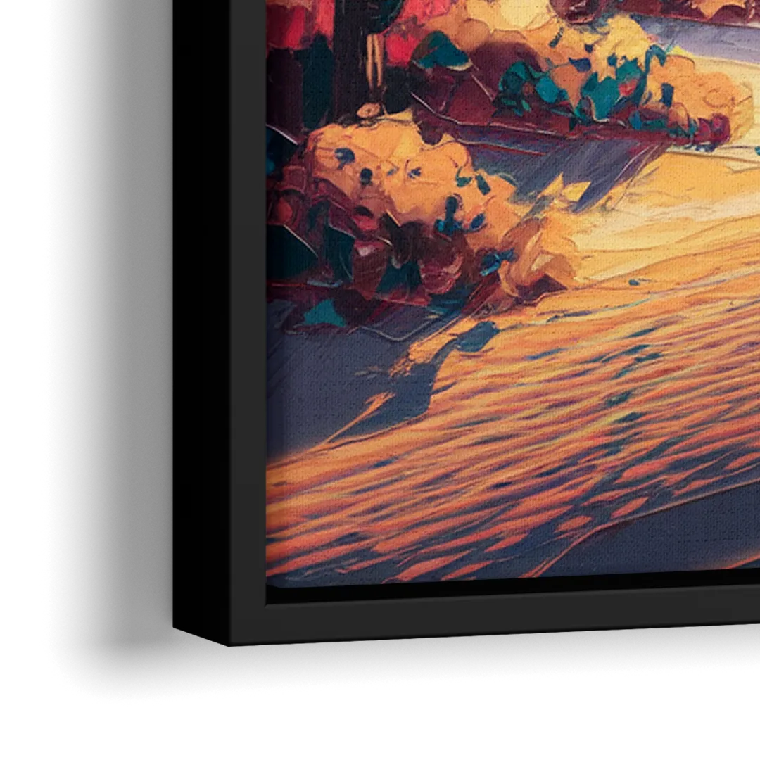 Palm Springs Desert Sunset - Close-Up Black Frame Canvas