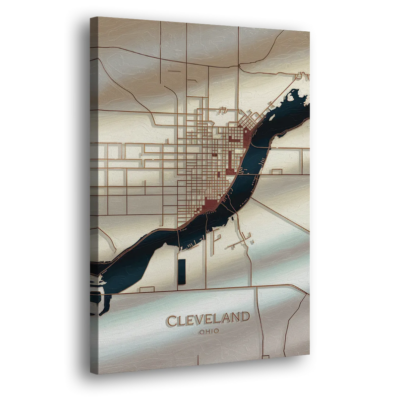 Cleveland Ohio Map Design - Canvas Print Art Sides