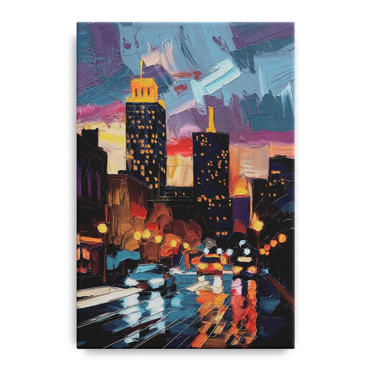 Fort Wayne Downtown Lights - Canvas Wall Art