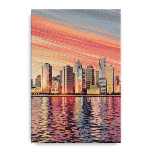 Jersey City Skyline and Hudson River - Canvas Wall Art