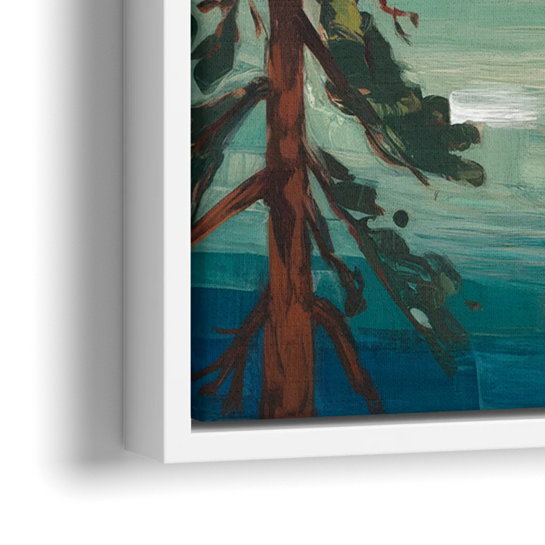 Lake Tahoe Forest Horizon - Close-Up White Frame Canvas