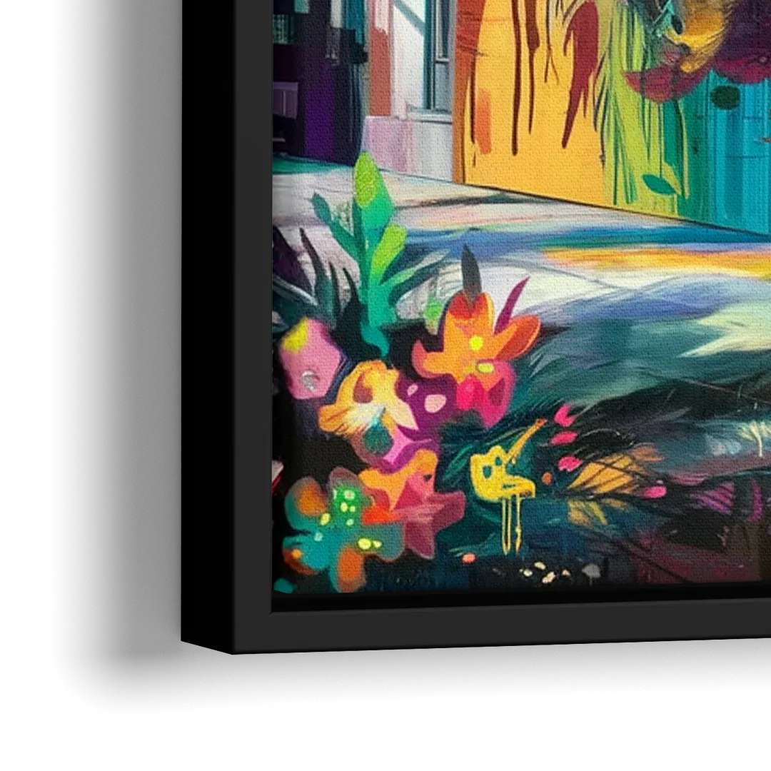 Miami Wynwood Murals - Close-Up Black Frame Canvas
