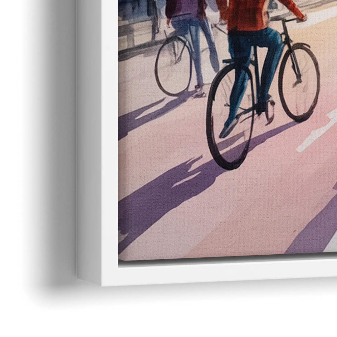 Montreal Street Life - Close-Up White Frame Canvas