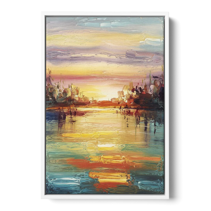 Buffalo Lake Erie Horizon - White Frame Canvas