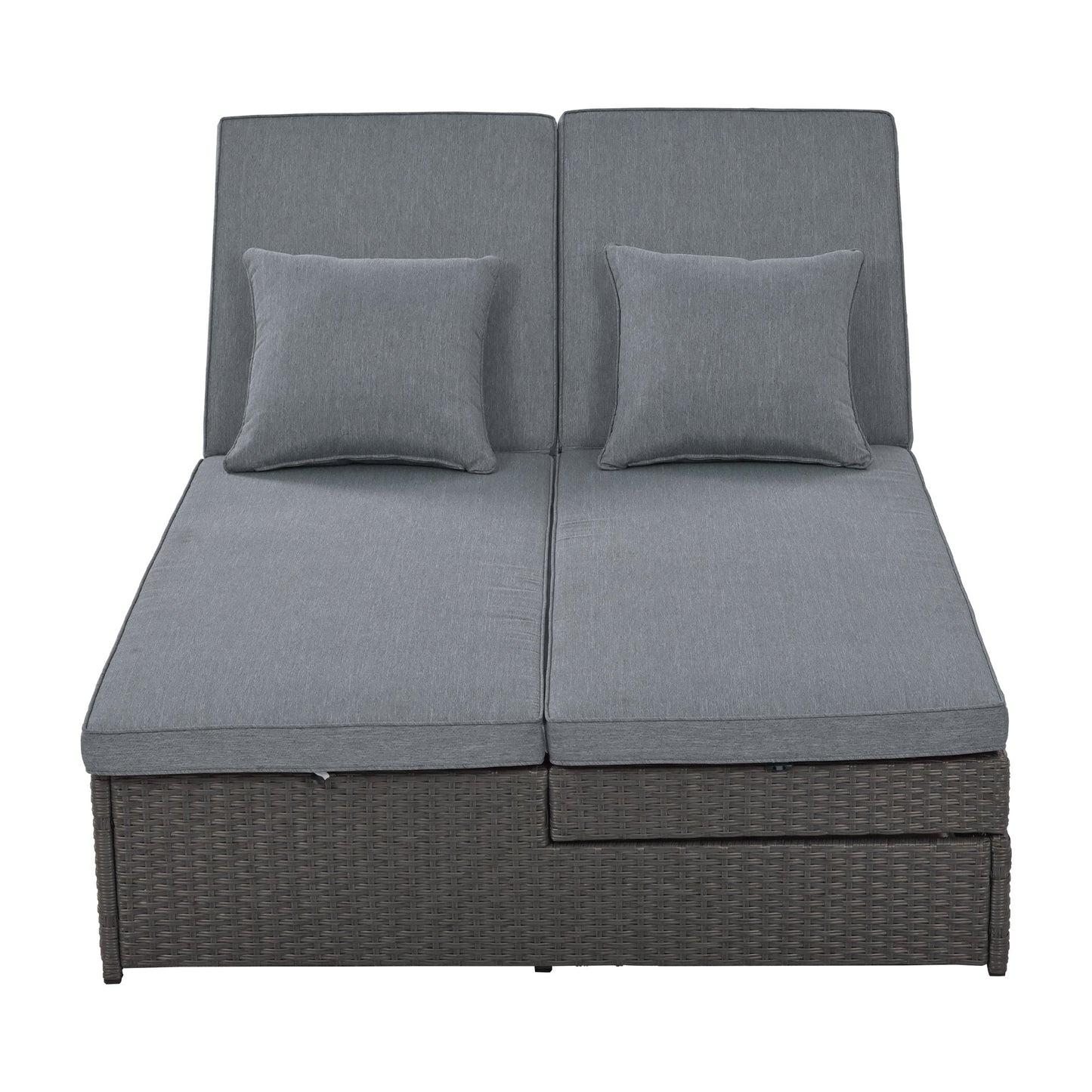 Luxurious Double Outdoor Daybed – Rattan Wicker with Reclining Patio Chairs