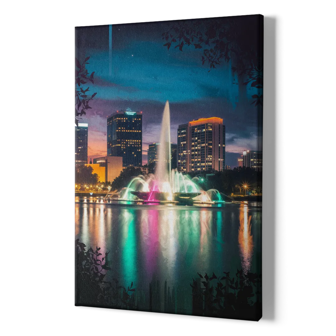 Orlando Downtown Night Lights - Canvas Print Art Sides