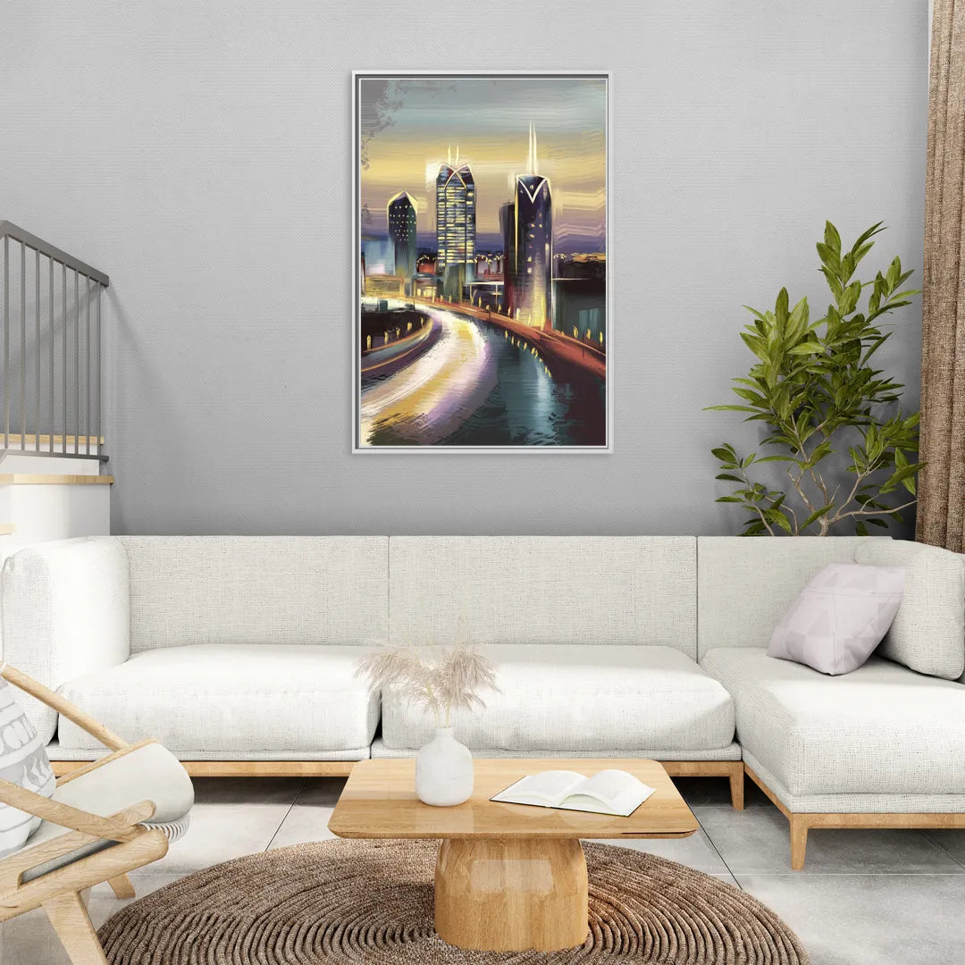 Mobile Downtown Aesthetic - Living Room White Frame Canvas