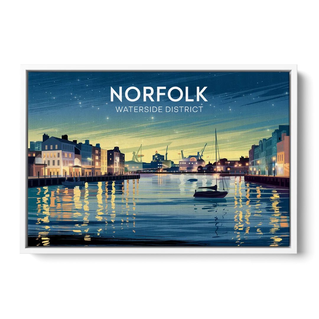 Norfolk Waterside District - White Frame Canvas