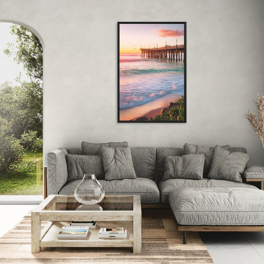 San Diego Pacific Beach Vibes - Living Room Black Frame Canvas