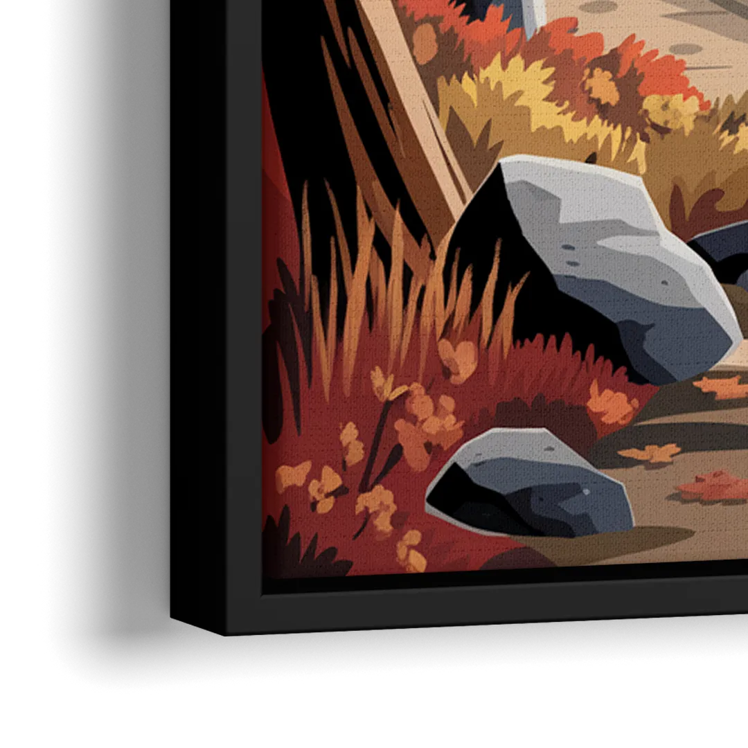 Lake Tahoe Autumn Colors - Close-Up Black Frame Canvas