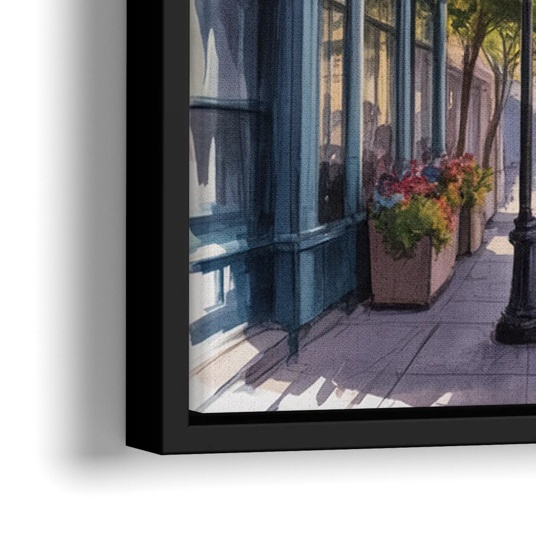 Quebec City Old Streets - Close-Up Black Frame Canvas
