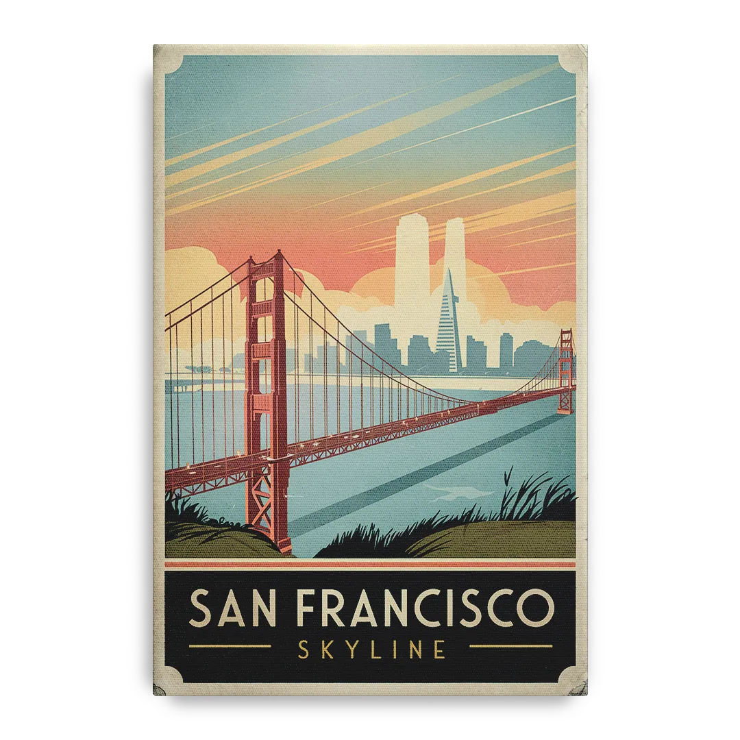 San Francisco Golden Gate Bridge Skyline - Canvas Wall Art