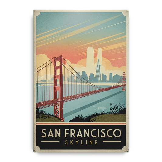 San Francisco Golden Gate Bridge Skyline - Canvas Wall Art