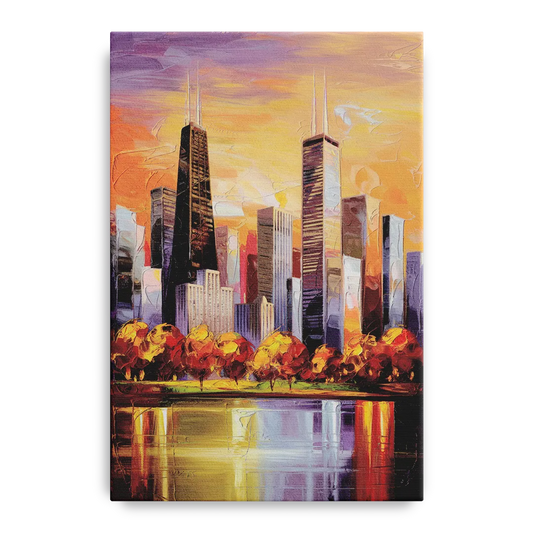 Chicago Skyline in Autumn - Canvas Wall Art