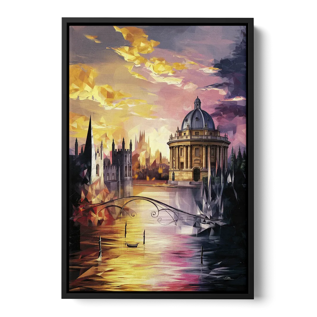 Oxford Cityscape Sunset - Black Frame Canvas