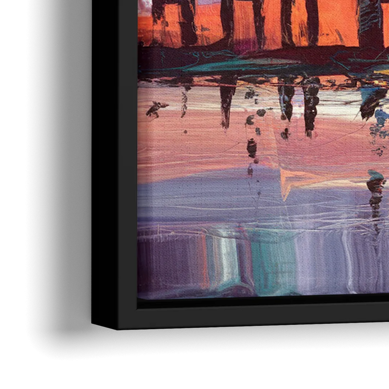 Chesapeake Bridge Silhouette - Close-Up Black Frame Canvas