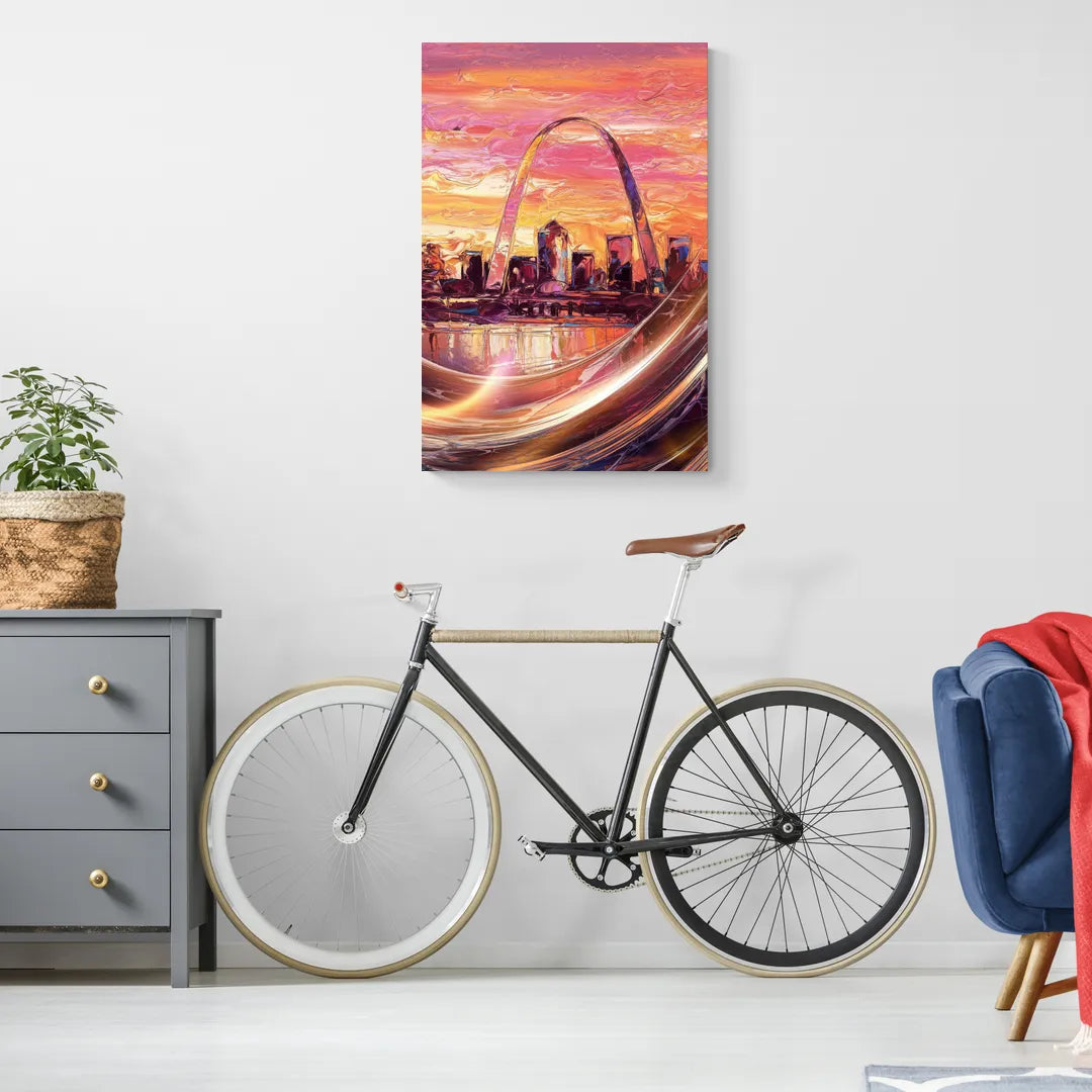 St. Louis Skyline at Sunset - Canvas Wall Art Living Room