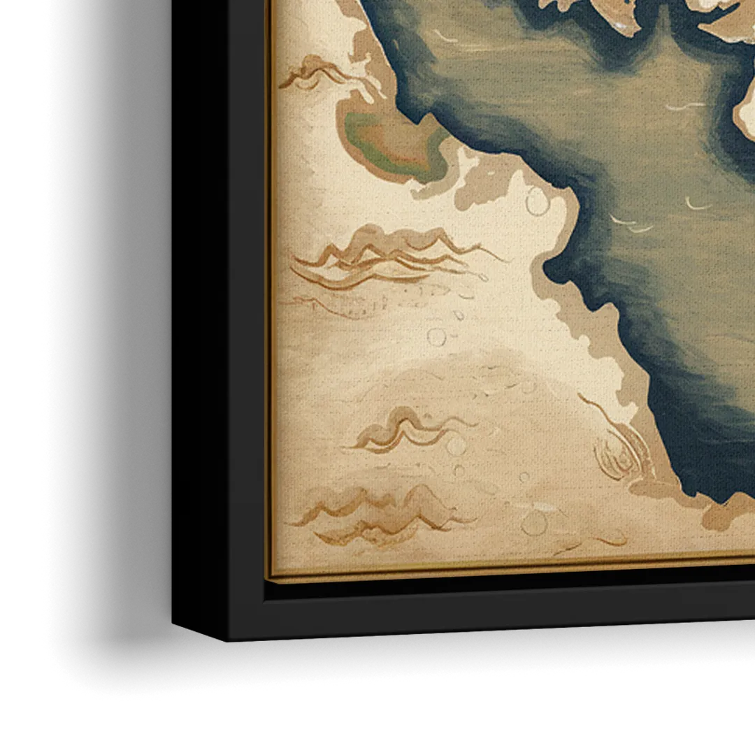 Charleston Map Design - Close-Up Black Frame Canvas