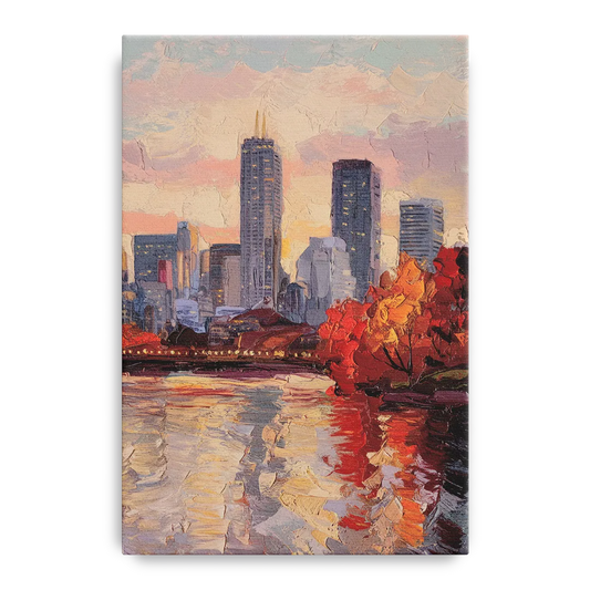 Boston Skyline with Fall Colors - Canvas Wall Art