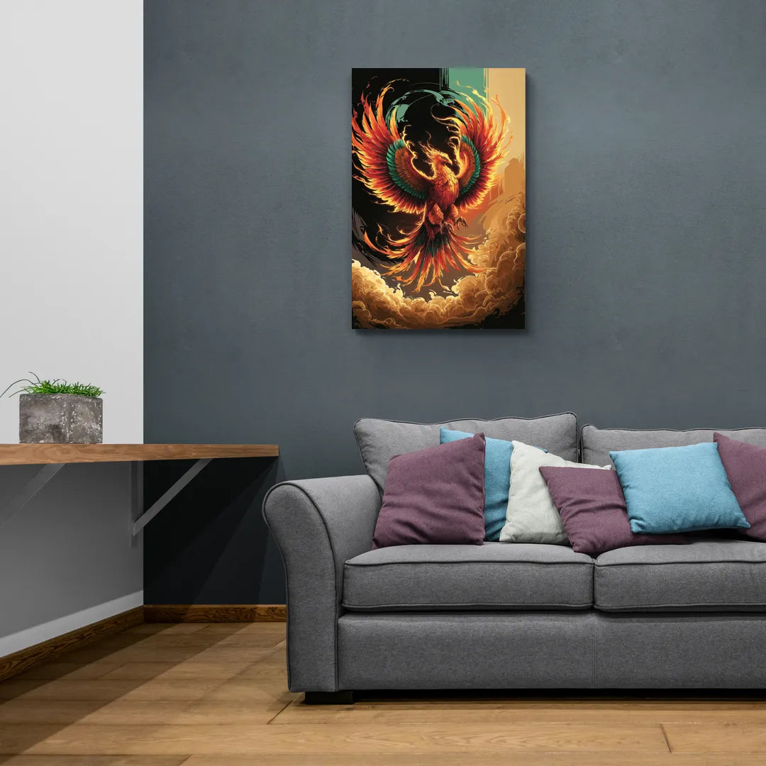 Phoenix Bird Abstract Artwork - Canvas Wall Art Living Room
