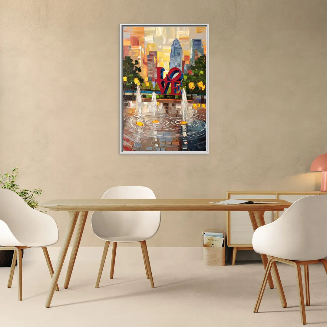 Philadelphia Love Park - Living Room White Frame Canvas