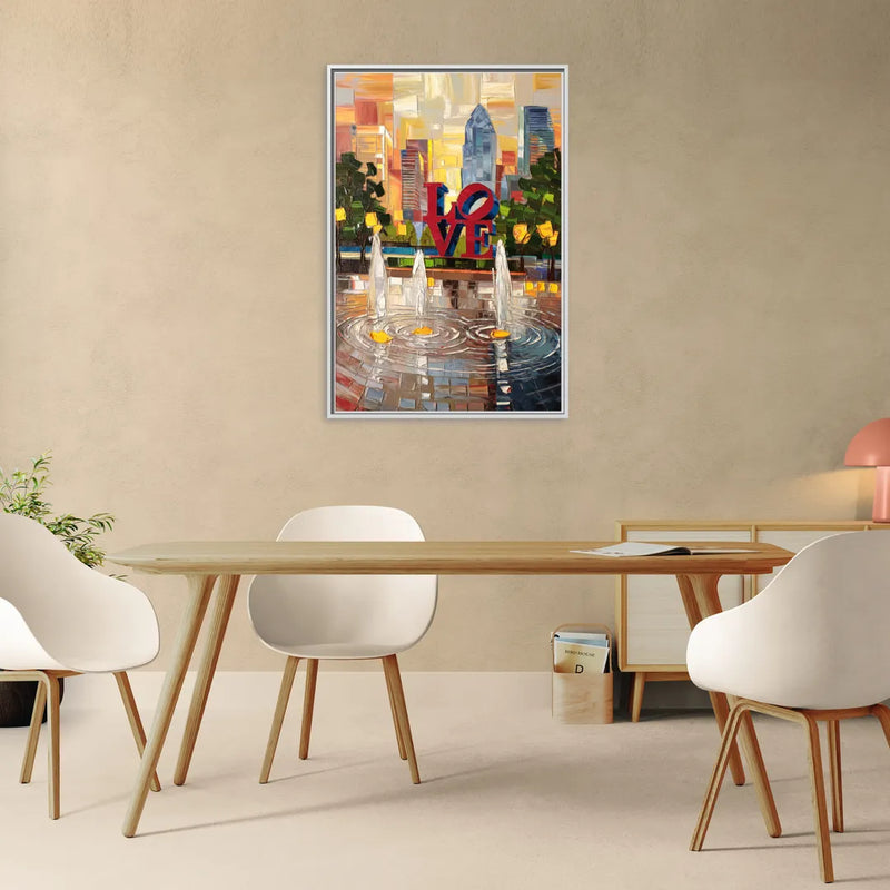 Philadelphia Love Park - Living Room White Frame Canvas