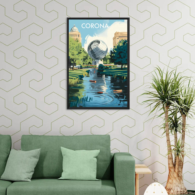 Corona Historic Landmarks - Living Room Black Frame Canvas