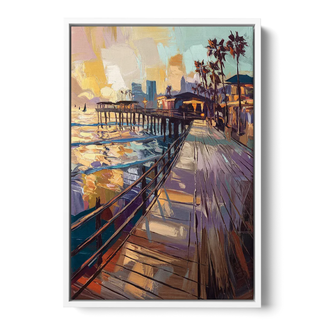 San Diego Boardwalk Scenes - White Frame Canvas