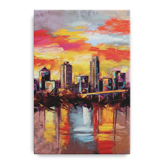 Austin Sunset Over Skyline - Canvas Wall Art