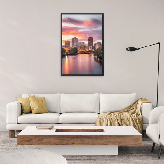 Richmond Skyline Sunset - Living Room Black Frame Canvas