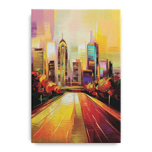 Atlanta Skyline and Peachtree Street - Canvas Wall Art