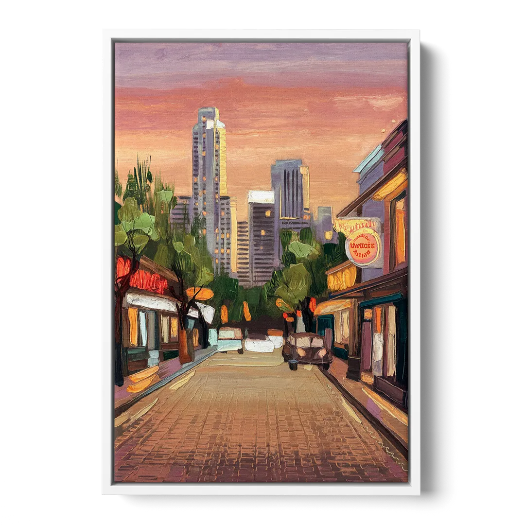Austin South Congress Aesthetic - White Frame Canvas