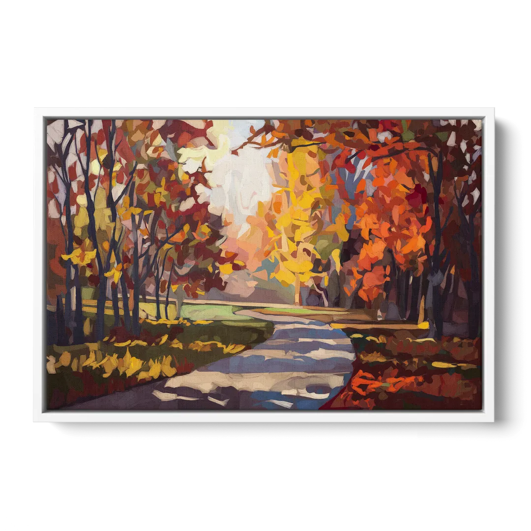 Fort Wayne Autumn Colors - White Frame Canvas