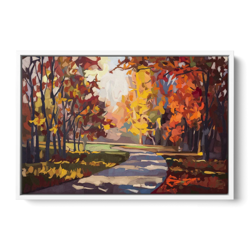 Fort Wayne Autumn Colors - White Frame Canvas
