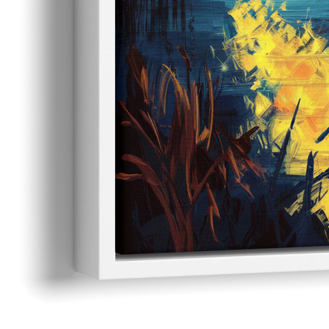 Charlotte Nighttime Glow - Close-Up White Frame Canvas