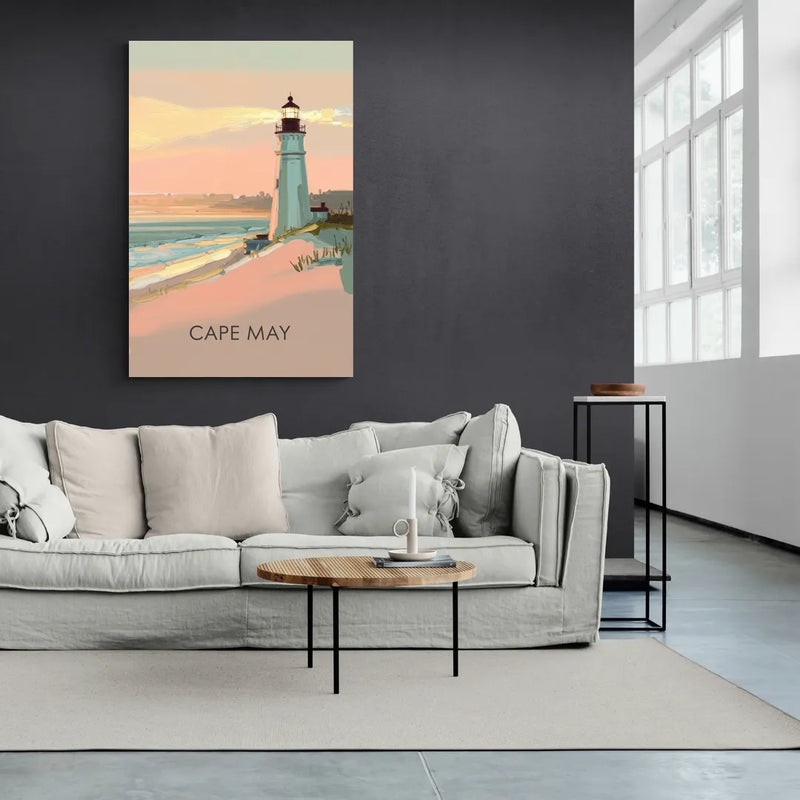 Cape May Lighthouse Glow - Canvas Wall Art Living Room
