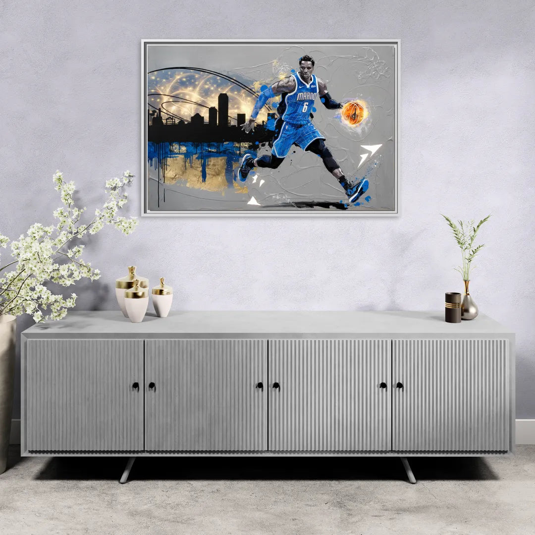 Orlando Magic Basketball Theme - Living Room White Frame Canvas