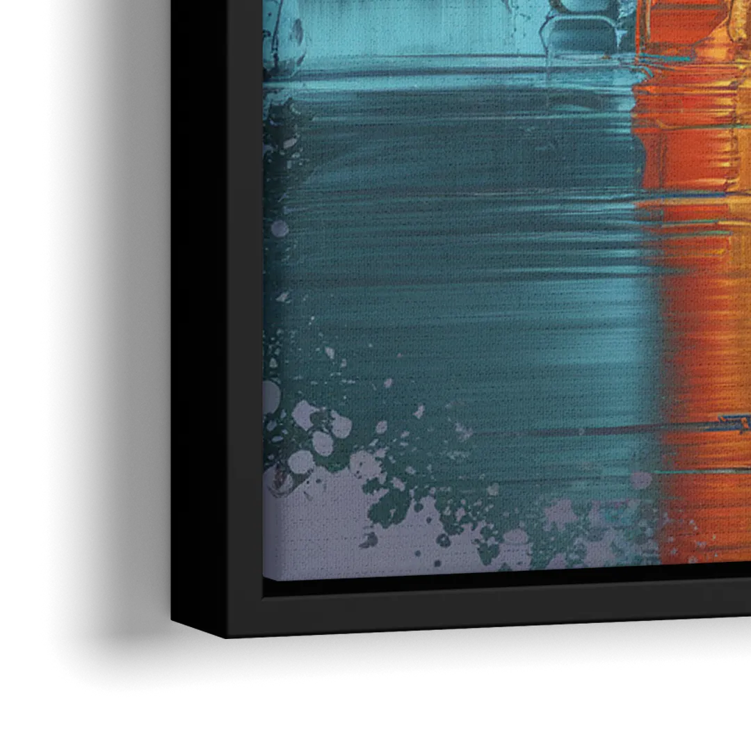 Oklahoma City Skyline Reflection - Close-Up Black Frame Canvas