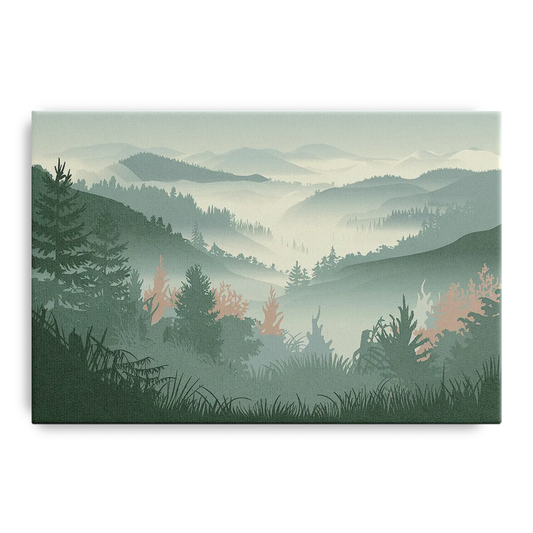 Gatlinburg Misty Mountain Landscape - Canvas Wall Art