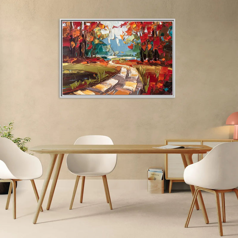Durham Autumn Colors - Living Room White Frame Canvas
