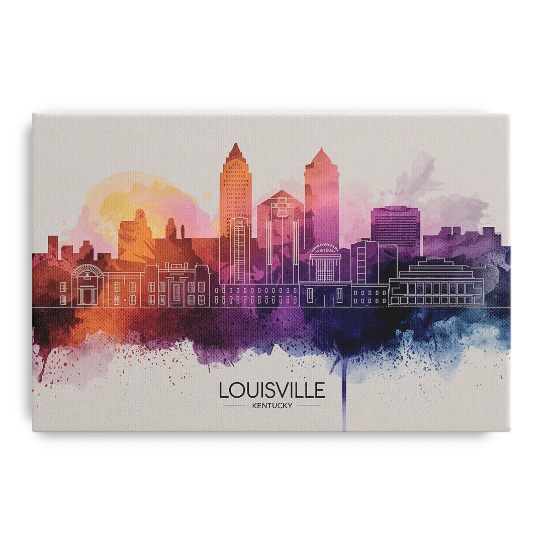 Louisville Sunset Over Skyline - Canvas Wall Art