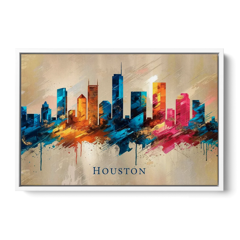 Houston Artistic Flair - White Frame Canvas
