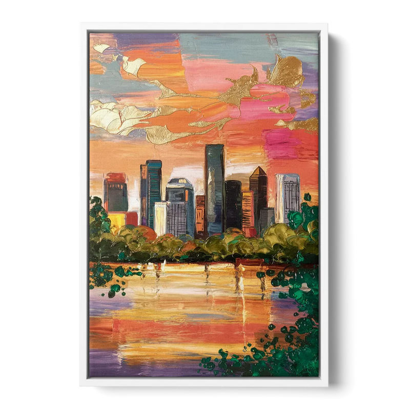 Houston Cultural Essence - White Frame Canvas