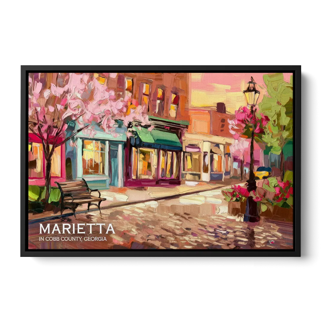 Marietta Cobb County Scenes - Black Frame Canvas