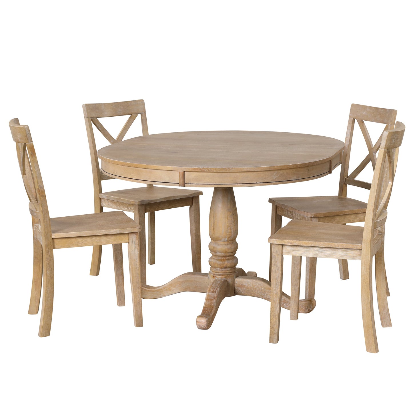 Elegant 4-Person Round Dining Table Set with Matching Chairs